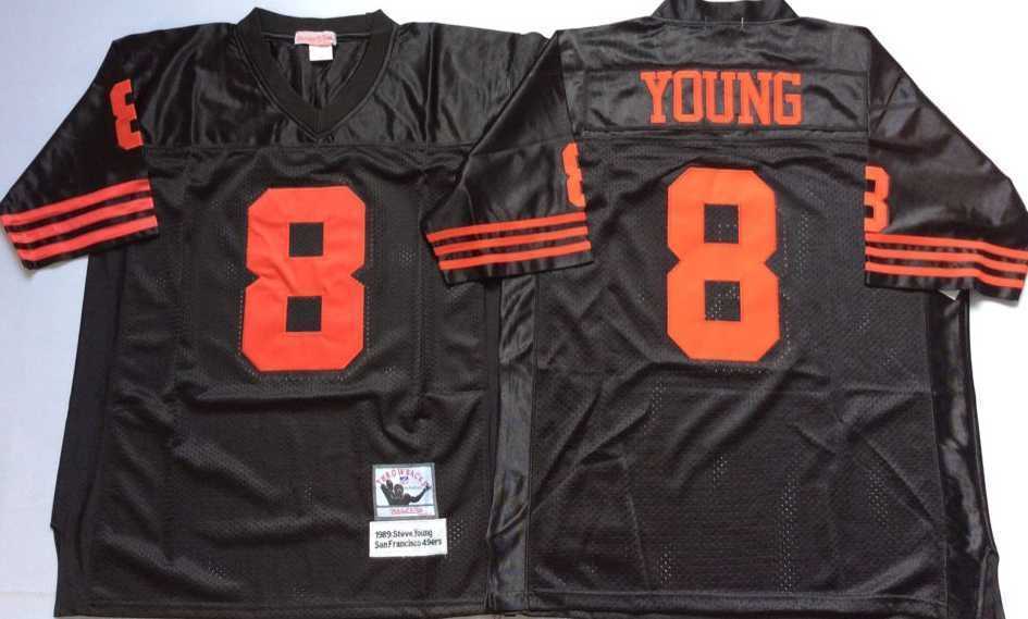 Men%27s San Francisco 49ers #8 Steve Young Black Throwback Stitched Football Jersey->washington redskins->NFL Jersey