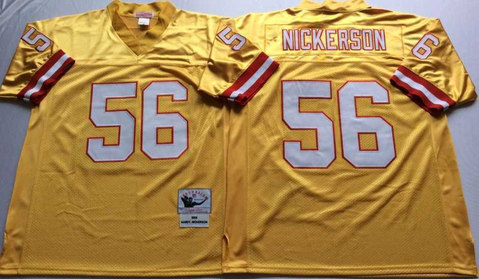 Mens Tampa Bay Buccaneers #56 Hardy Nickerson Yellow Throwback Stitched Football Jersey->tampa bay buccaneers->NFL Jersey