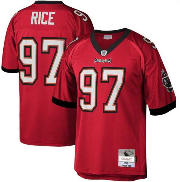 Mens Tampa Bay Buccaneers #97 Simeon Rice Red Throwback Stitched Football Jersey Dzhi->tampa bay buccaneers->NFL Jersey