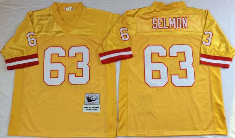 Mens Tampa Bay Buccaneers #63 Lee Roy Selmon Yellow Throwback Stitched Football Jersey->tampa bay buccaneers->NFL Jersey