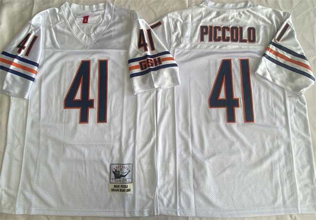 Mens Chicago Bears #41 Brian Piccolo White Throwback Stitched Football Jersey->chicago bears->NFL Jersey