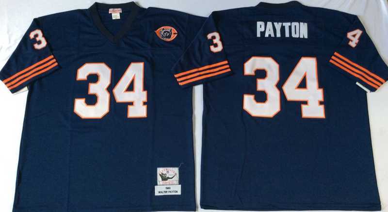 Mens Chicago Bears #34 Walter Payton Navy Throwback Stitched Football Jersey->chicago bears->NFL Jersey