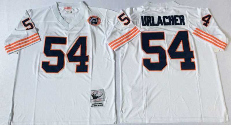 Mens Chicago Bears #54 Brian Urlacher White Throwback Stitched Football Jersey->chicago bears->NFL Jersey