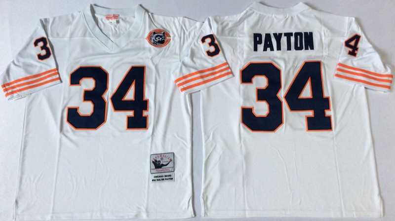 Mens Chicago Bears #34 Walter Payton White Throwback Stitched Football Jersey->chicago bears->NFL Jersey