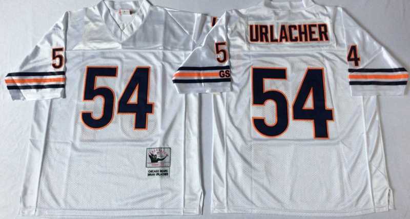 Mens Chicago Bears #54 Brian Urlacher White Road Throwback Jersey->chicago bears->NFL Jersey