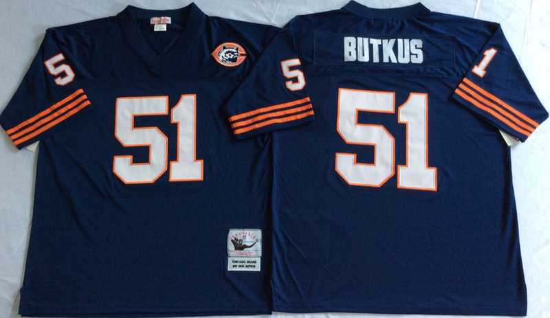 Mens Chicago Bears #51 Dick Butkus Navy Throwback Stitched Football Jersey->chicago bears->NFL Jersey