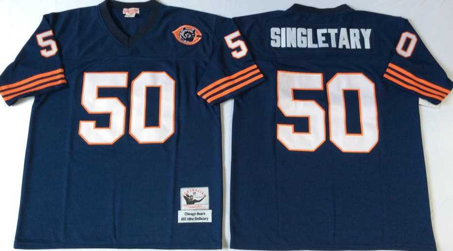 Mens Chicago Bears #50 Mike Singletary Navy 1985 Throwback Stitched Football Jersey->chicago bears->NFL Jersey