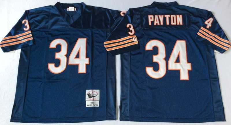 Mens Chicago Bears #34 Walter Payton Navy 1985 Throwback Jersey->chicago bears->NFL Jersey