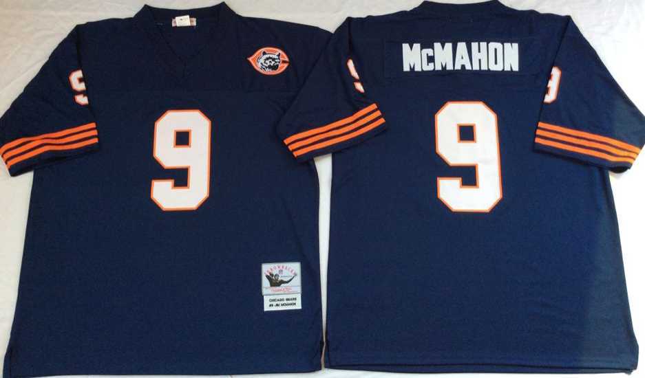 Mens Chicago Bears #9 Jim McMahon Navy 1985 Throwback Stitched Football Jersey->chicago bears->NFL Jersey