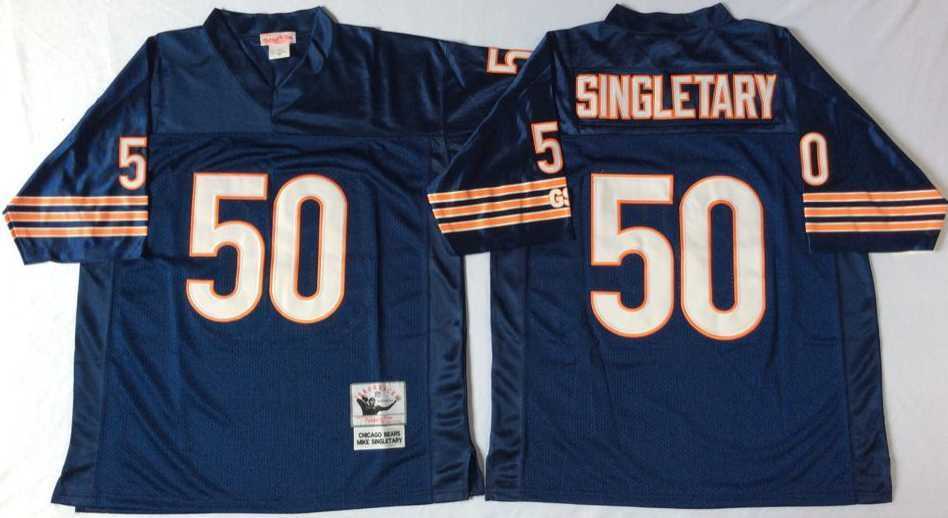 Mens Chicago Bears #50 Mike Singletary Blue Throwback Stitched Football Jersey->chicago bears->NFL Jersey