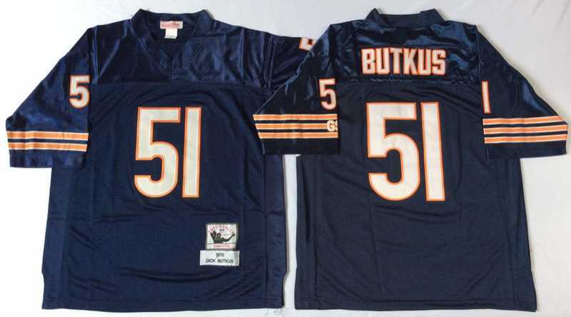 Mens Chicago Bears #51 Dick Butkus Navy 1985 Throwback Stitched Football Jersey->chicago bears->NFL Jersey
