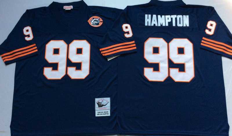 Mens Chicago Bears #99 Dan Hampton Navy Throwback Stitched Football Jersey->chicago bears->NFL Jersey