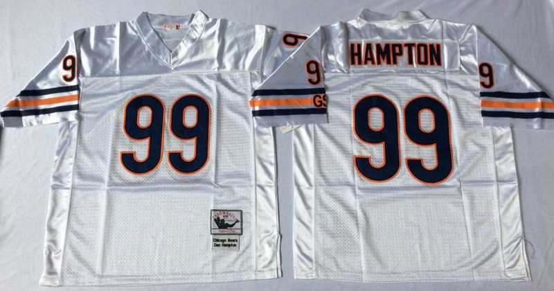 Mens Chicago Bears #99 Dan Hampton White Road Throwback Jersey->chicago bears->NFL Jersey