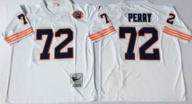 Mens Chicago Bears #72 William Perry White Throwback Stitched Football Jersey->chicago bears->NFL Jersey