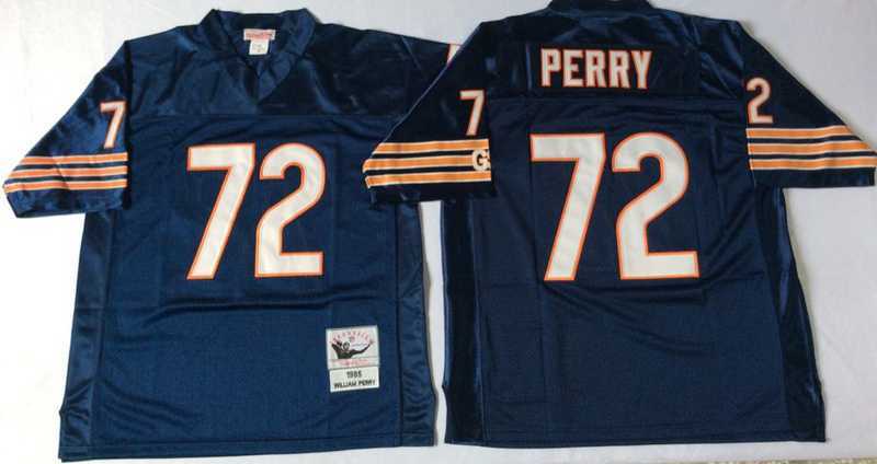 Mens Chicago Bears #72 William Perry Navy 1985 Throwback Jersey->chicago bears->NFL Jersey