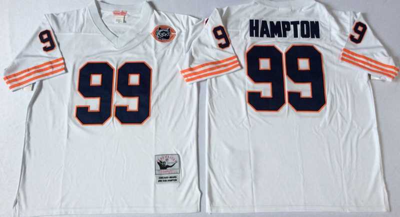 Mens Chicago Bears #99 Dan Hampton White Throwback Stitched Football Jersey->chicago bears->NFL Jersey