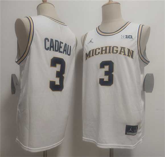 Mens Michigan Wolverines #3 Elliot Cadeau White 2026 Vapor Limited Stitched Jersey->michigan wolverines->NCAA Jersey