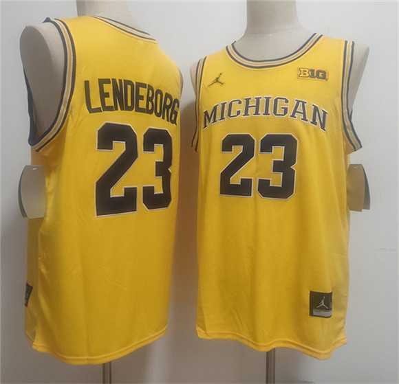 Mens Michigan Wolverines #23 Yaxel Lendeborg Yellow Vapor Limited Stitched Jersey->michigan wolverines->NCAA Jersey