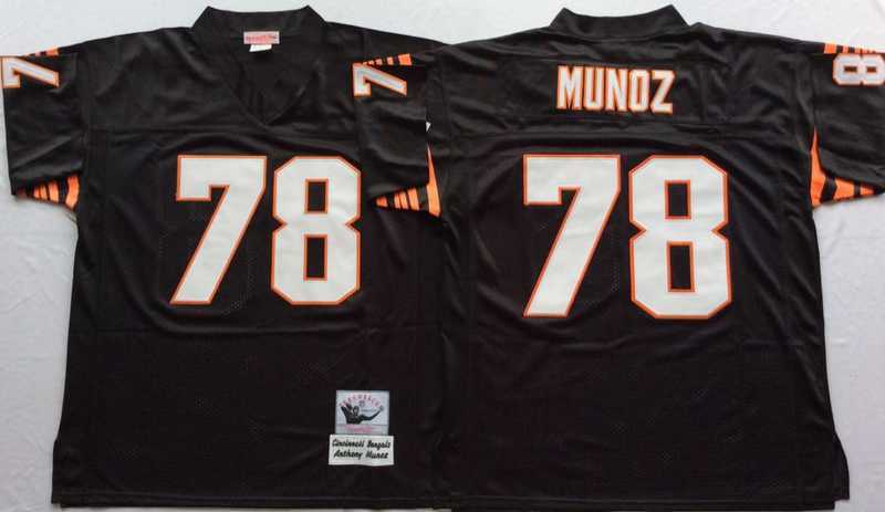 Mens Cincinnati Bengals #78 Anthony Munoz Black Throwback Stitched Football Jersey->cincinnati bengals->NFL Jersey