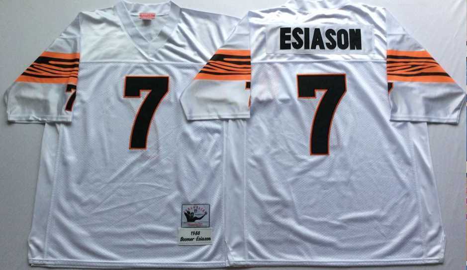 Mens Cincinnati Bengals #7 Boomer Esiason White Throwback Stitched Football Jersey->cincinnati bengals->NFL Jersey