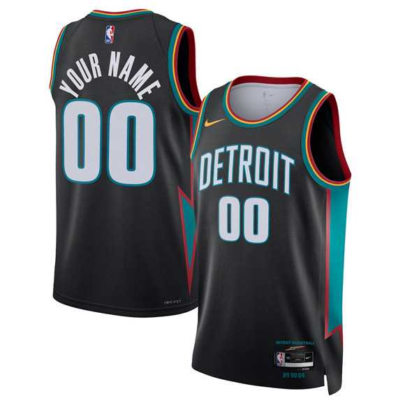 Mens Detroit Pistons Active Player Custom Black 2025-26 City Edition Stitched Basketball Jersey->customized nba jersey->Custom Jersey