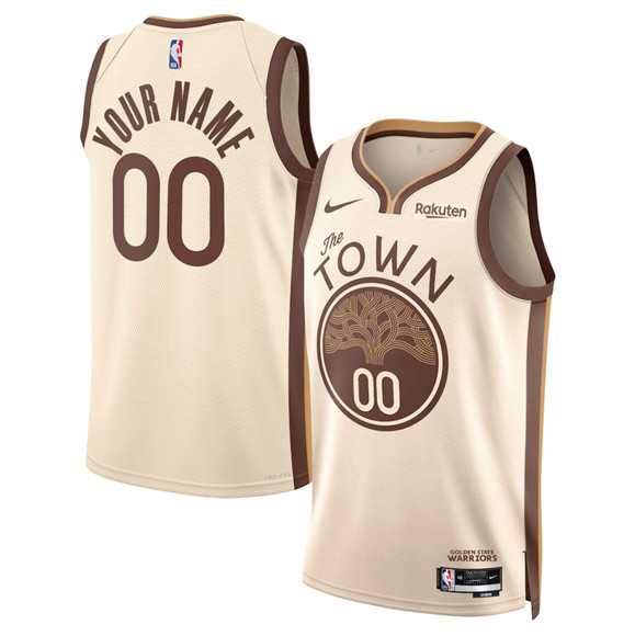 Mens Golden State Warriors Active Player Custom Tan 2025-26 City Edition Stitched Basketball Jersey->customized nba jersey->Custom Jersey