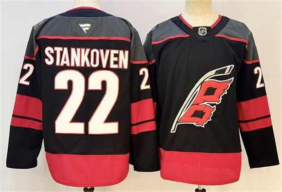 Men%27s Carolina Hurricanes #22 Logan Stankoven Black 2024-25 Home Stitched Hockey Jersey->purdue boilermakers->NCAA Jersey