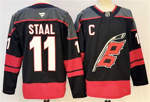 Men%27s Carolina Hurricanes #11 Jordan Staal Black 2024-25 With C Patch Stitched Hockey Jersey->purdue boilermakers->NCAA Jersey