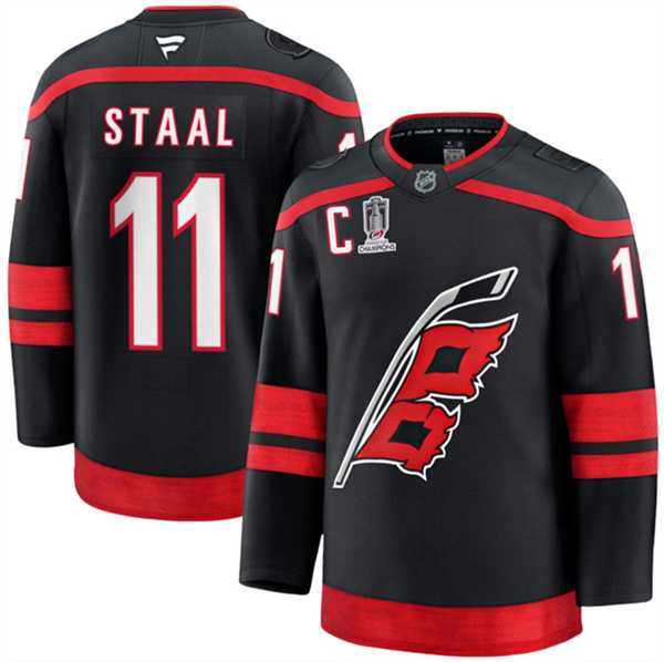 Men%27s Carolina Hurricanes #11 Jordan Staal Black 2026 Stanley Cup Champions And C Patch Home Stitched Jersey Dzhi->toronto maple leafs->NHL Jersey