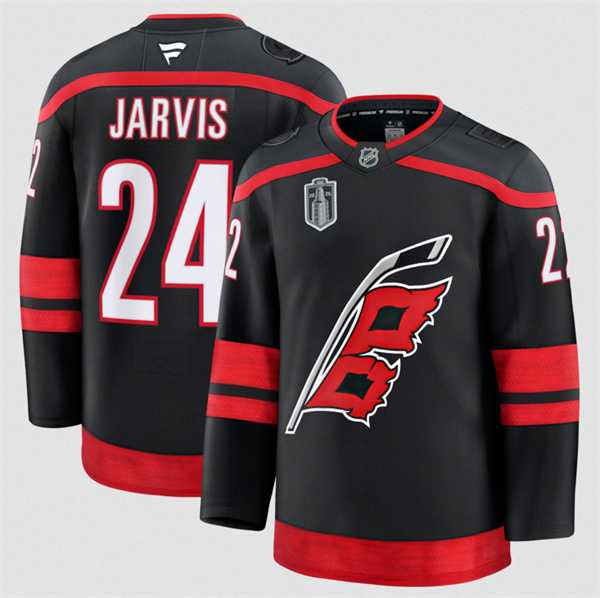 Men%27s Carolina Hurricanes #24 Seth Jarvis Black 2026 Stanley Cup Final Home Premium Stitched Jersey Dzhi->carolina hurricanes->NHL Jersey