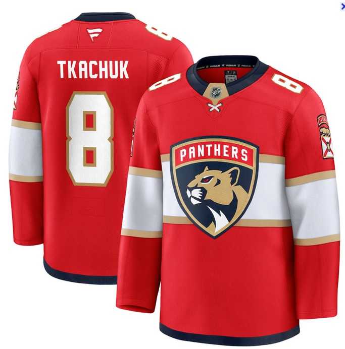 Mens Florida Panthers #8 Brady Tkachuk Red Stitched Home Jersey Dzhi->florida panthers->NHL Jersey