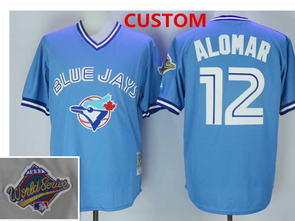 Mens Toronto Blue Jays retired player Custom 1993 blue pullov Throwback jersey->customized mlb jersey->Custom Jersey
