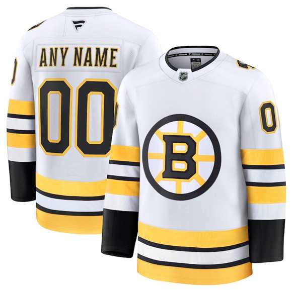 Mens Boston Bruins Active Player Custom White 2025 Away Stitched Hockey Jersey->customized nhl jersey->Custom Jersey