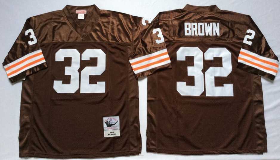 Mens Cleveland Browns #32 Jim Brown Brown Throwback Stitched Football Jersey->cleveland browns->NFL Jersey