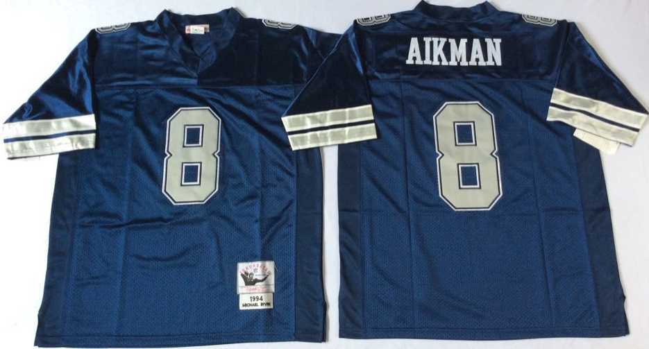 Men%27s Dallas Cowboys #8 Troy Aikman Blue Throwback Stitched Football Jersey->cleveland browns->NFL Jersey