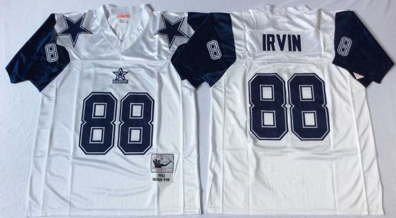 Mens Dallas Cowboys #88 Michael Irvin White Throwback Stitched Football Jersey->dallas cowboys->NFL Jersey