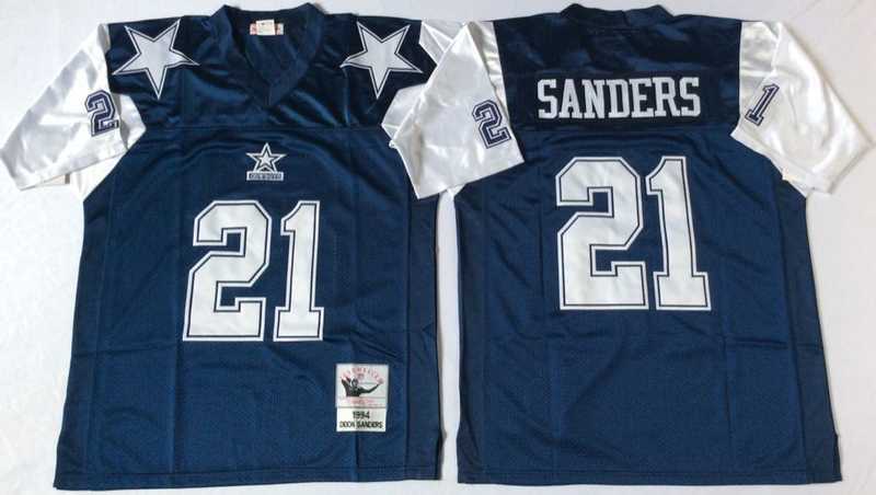 Mens Dallas Cowboys #21 Deion Sanders Navy Thanksgiving Throwback Stitched Football Jersey->dallas cowboys->NFL Jersey