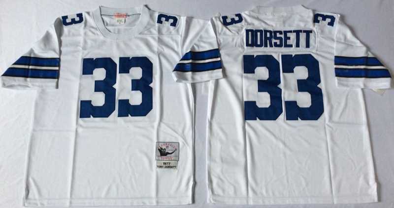 Mens Dallas Cowboys #33 Tony Dorsett White Throwback Stitched Football Jersey->dallas cowboys->NFL Jersey