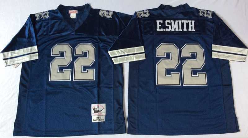 Mens Dallas Cowboys #22 Emmitt Smith Navy Throwback Stitched Football Jersey->dallas cowboys->NFL Jersey