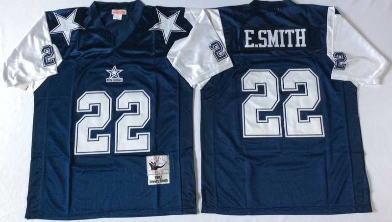 Mens Dallas Cowboys #22 Emmitt Smith Navy Thanksgiving Throwback Stitched Football Jersey->dallas cowboys->NFL Jersey