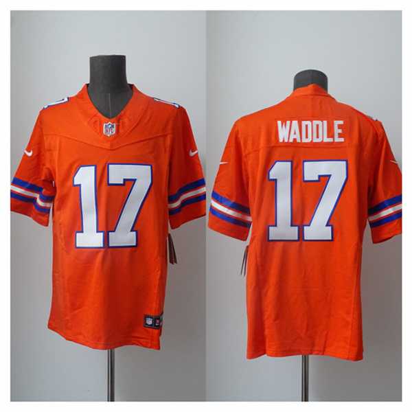 Mens Denver Broncos #17 Jaylen Waddle Orange 2026 F.U.S.E. Mile High Collection 1977 Throwback Vapor Limited Stitched Jersey->denver broncos->NFL Jersey