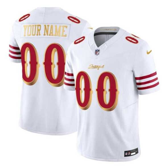 Mens San Francisco 49ers Active Player Custom White Gold 2025 F.U.S.E. Rivalries Vapor Limited Stitched Jersey->customized nfl jersey->Custom Jersey