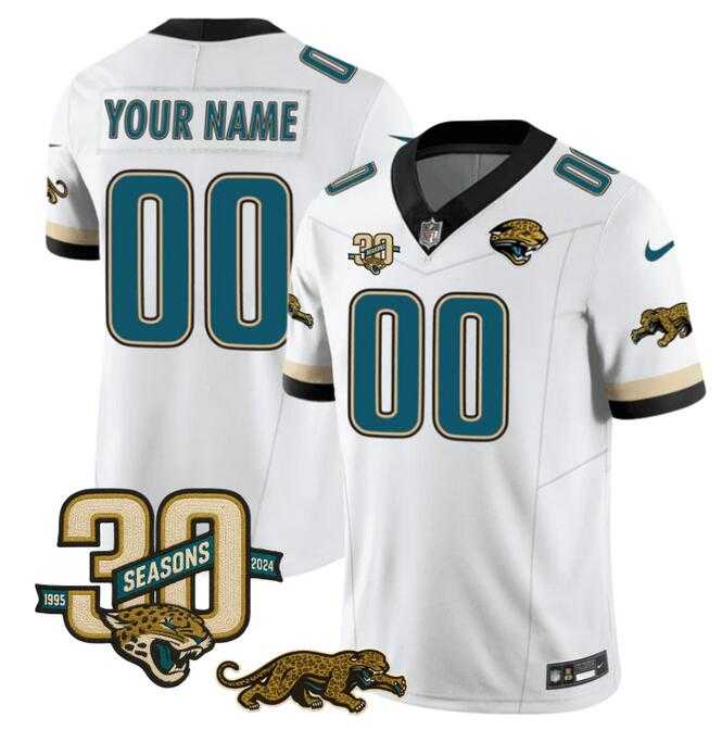 Mens Jacksonville Jaguars Active Player Custom White F.U.S.E. With 30th Seasons Patch Vapor Limited Stitched Jersey->customized nfl jersey->Custom Jersey