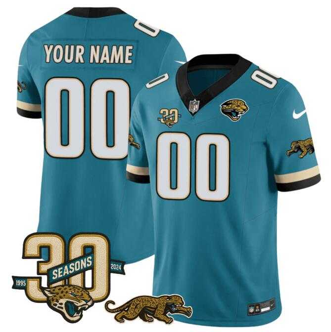 Mens Jacksonville Jaguars Active Player Custom Teal F.U.S.E With 30th Seasons Patch Vapor Limited Stitched Jersey->customized nfl jersey->Custom Jersey