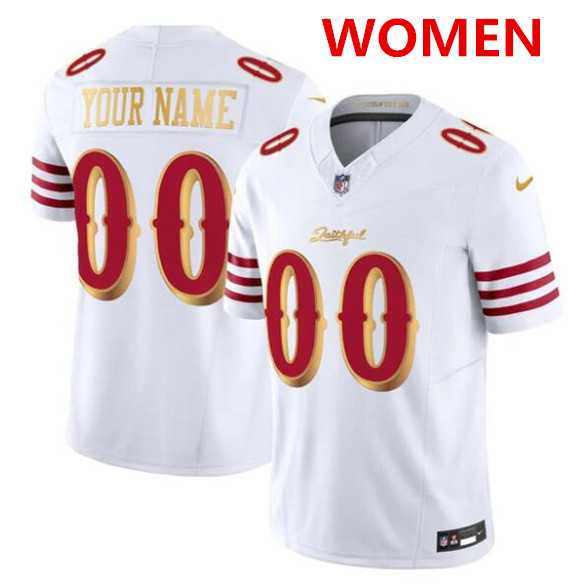 Womens San Francisco 49ers ACTIVE PLAYER Custom White Gold 2025 F.U.S.E. Rivalries Vapor Limited Stitched Jersey->customized nfl jersey->Custom Jersey