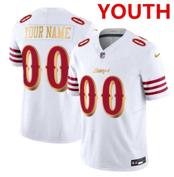 Youth San Francisco 49ers ACTIVE PLAYER Custom White Gold 2025 F.U.S.E. Rivalries Vapor Limited Stitched Jersey->customized nfl jersey->Custom Jersey
