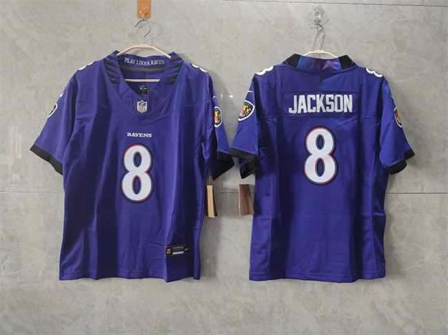 Women%27s Baltimore Ravens #8 Lamar Jackson Purple F.U.S.E. Vapor Jersey(Run Small)->baltimore ravens->NFL Jersey