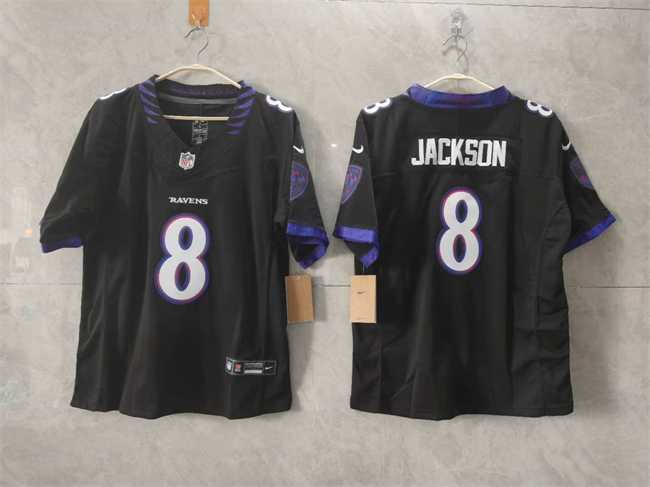 Women%27s Baltimore Ravens #8 Lamar Jackson Black F.U.S.E. Vapor Jersey(Run Small)->baltimore ravens->NFL Jersey