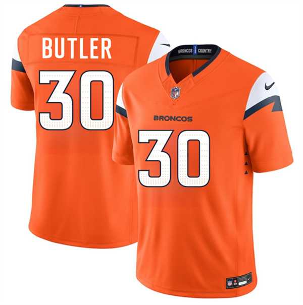 Mens Denver Broncos #30 Hakeem Butler Orange 2026 F.U.S.E. Vapor Limited Stitched Jersey->denver broncos->NFL Jersey