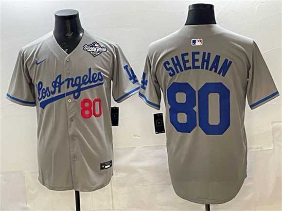 Men%27s Los Angeles Dodgers #80 Emmet Sheehan Gray 2025 World Series Patch Limited Stitched Jersey->toronto blue jays->MLB Jersey